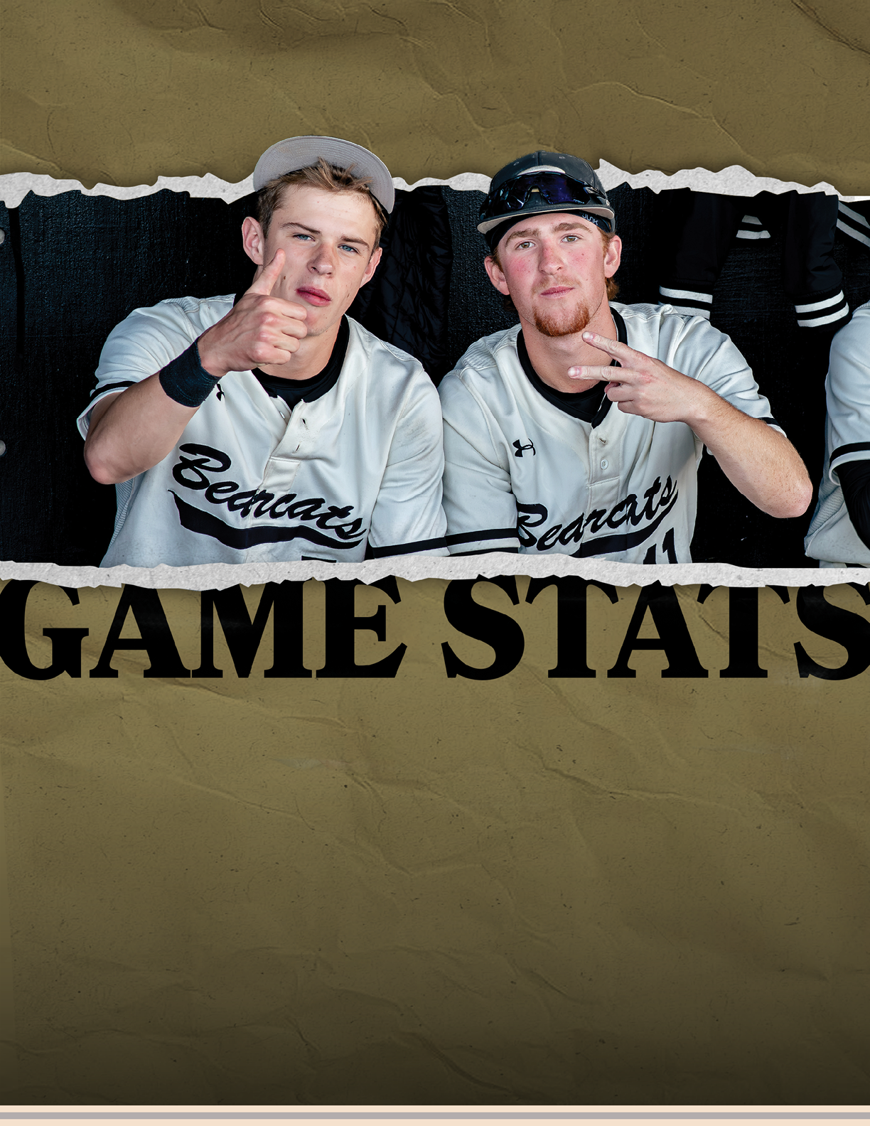Two men wearing baseball uniforms and hats, one pointing at the other. AI generated content
