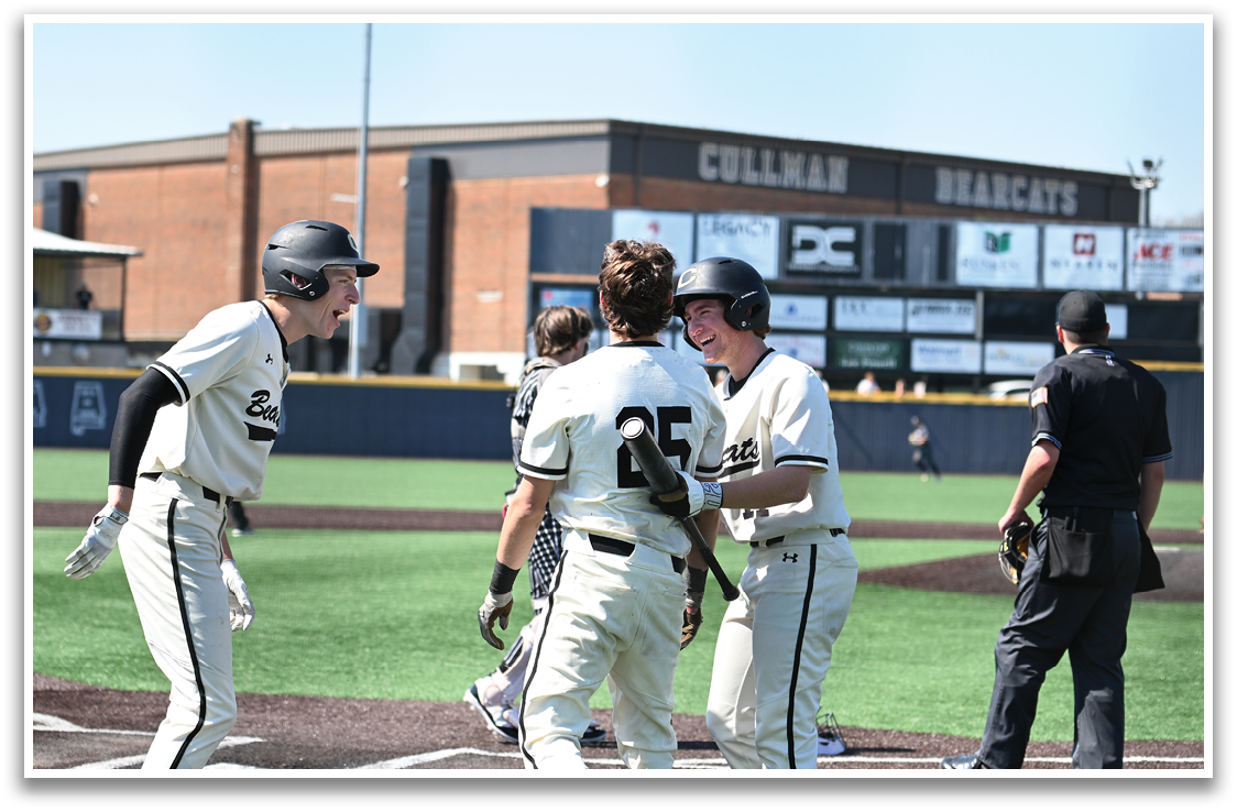 Three baseball players are on the field, celebrating a win. AI generated content