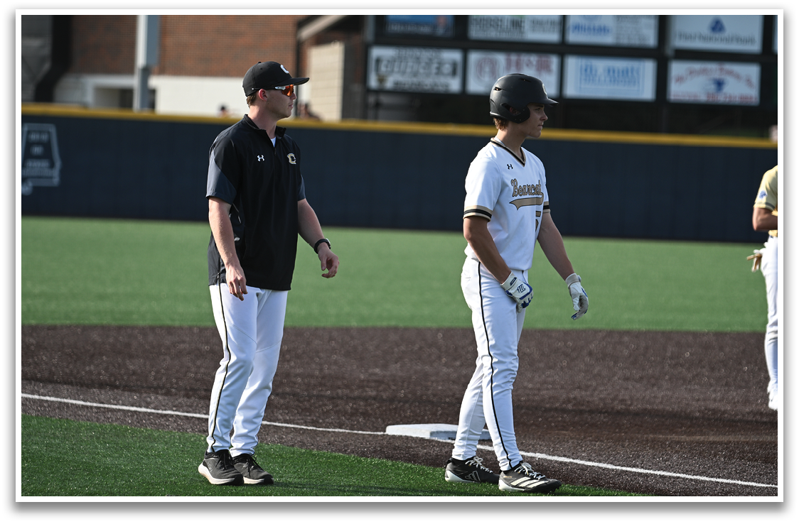 Three men are standing on a baseball field, one of them wearing a baseball glove. AI generated content