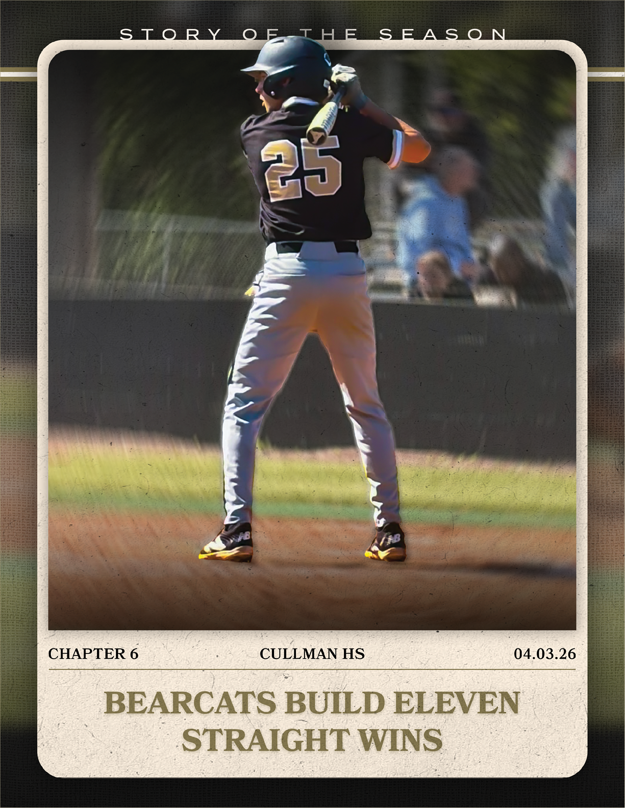 Baseball player wearing number 25 swinging a bat. AI generated content