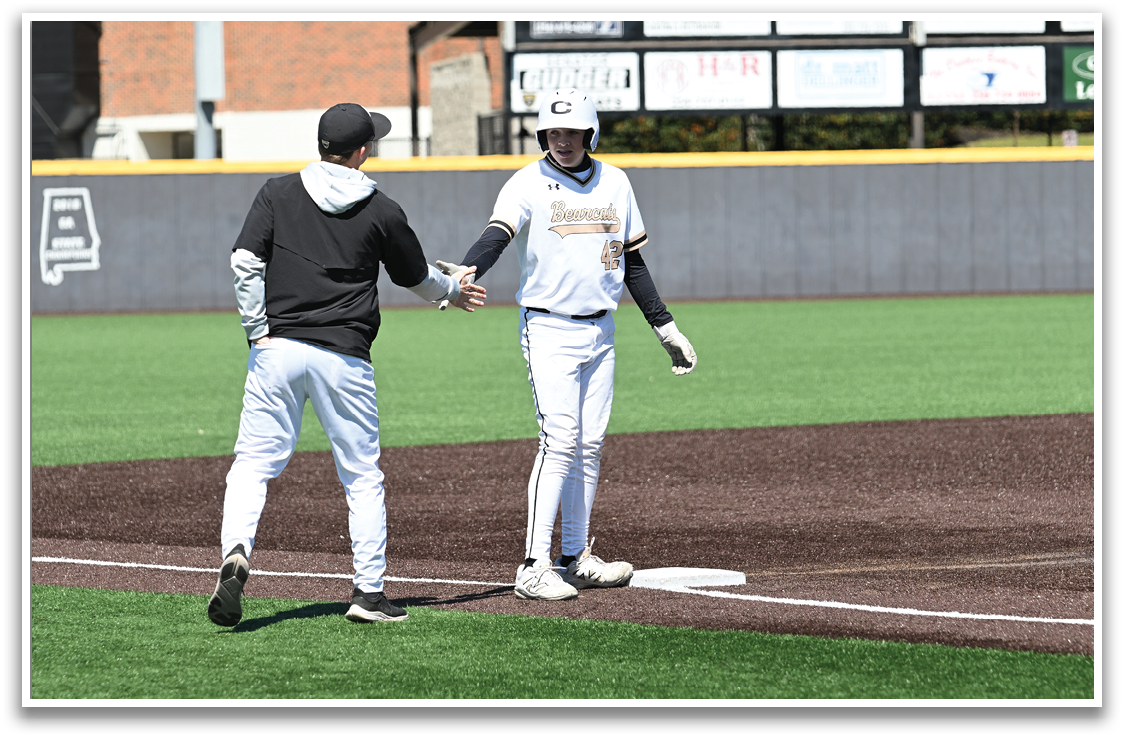 Two baseball players shake hands on the field. AI generated content