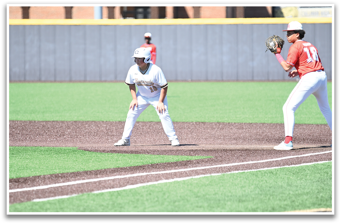 Two baseball players are on the field, one holding a baseball glove and the other in a ready stance. AI generated content