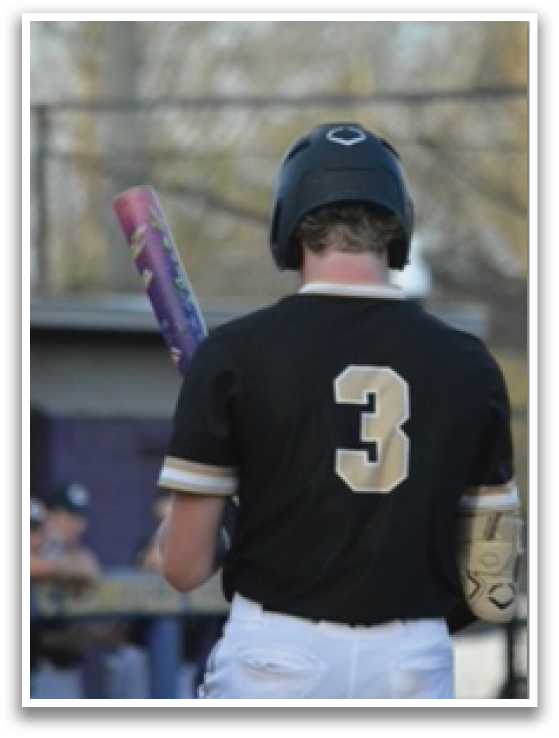 A baseball player is holding a bat and wearing a black shirt with the number 3 on it. AI generated content