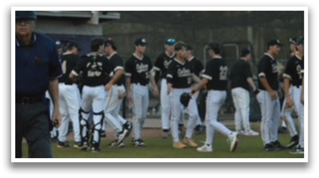 A group of baseball players wearing black uniforms are walking off the field. AI generated content