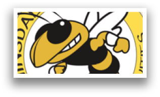 A logo for Hindsdale South High School featuring a bee. AI generated content