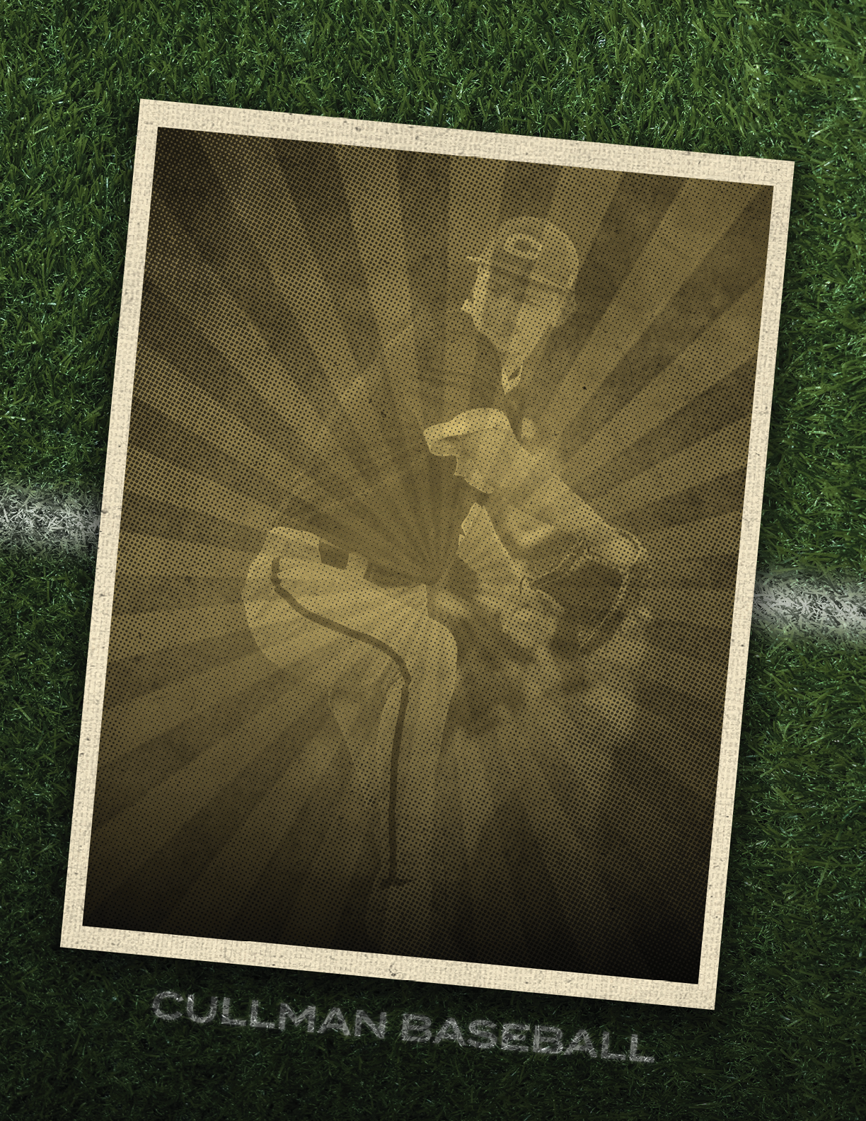 A baseball player is shown in a black and white photo. AI generated content