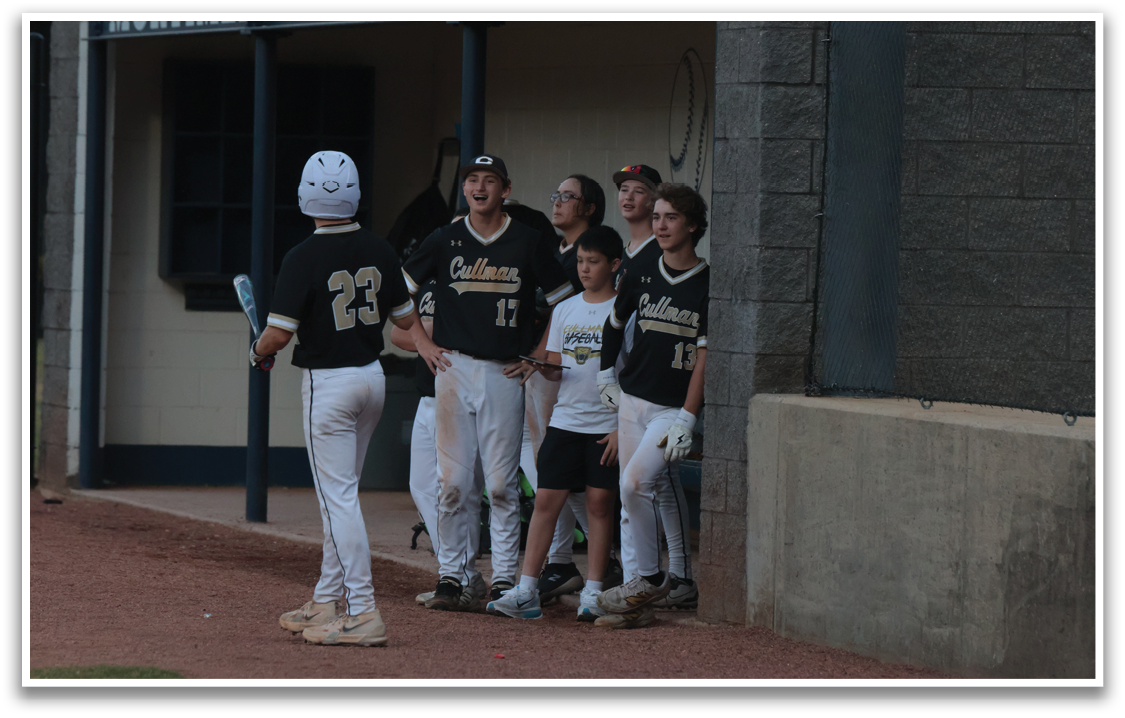 A group of baseball players wearing black and white uniforms are standing outside a building. AI generated content