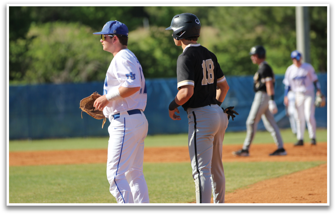 Baseball players on a field, one with a glove, the other with a bat. AI generated content