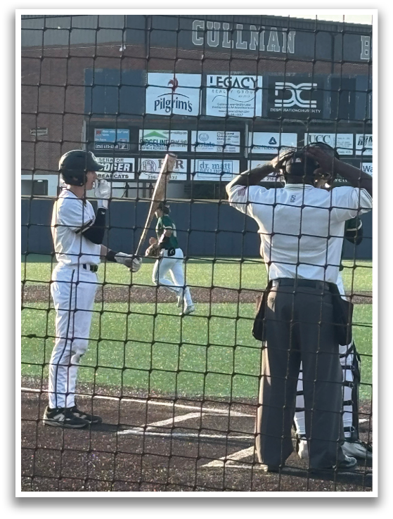 A baseball player is holding a bat, ready to swing, while a catcher and an umpire watch from behind him. AI generated content