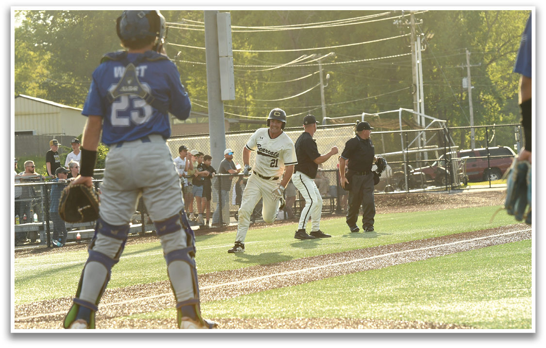 A baseball game is in progress with a player running to the base. AI generated content
