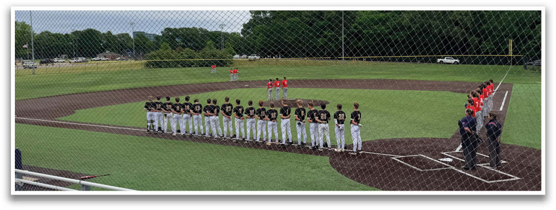 Baseball players in uniforms are lined up on the field, waiting for the game to begin. AI generated content