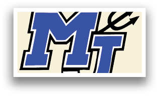 A blue and white logo for MJ. AI generated content