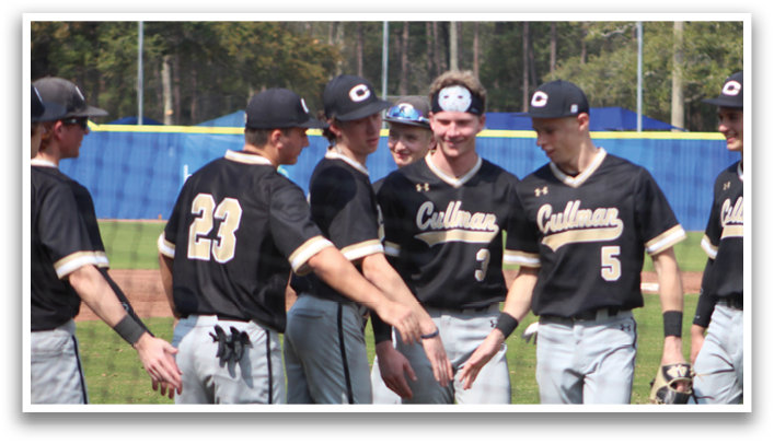 Baseball players wearing black jerseys and grey pants standing on a field. AI generated content