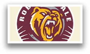 A logo for the Robertdale Bears with a bear's mouth open. AI generated content