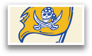 A yellow and blue pirate flag with a skull and crossbones. AI generated content