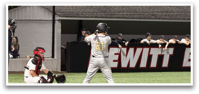 Two baseball players are on the field, one holding a baseball bat and the other wearing a baseball glove. AI generated content