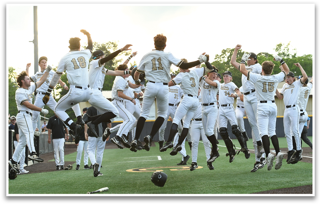 A group of baseball players celebrating on the field. Description generated by AI