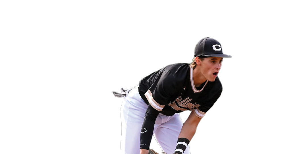 A baseball player in a black and white uniform is running towards a base. Description generated by AI