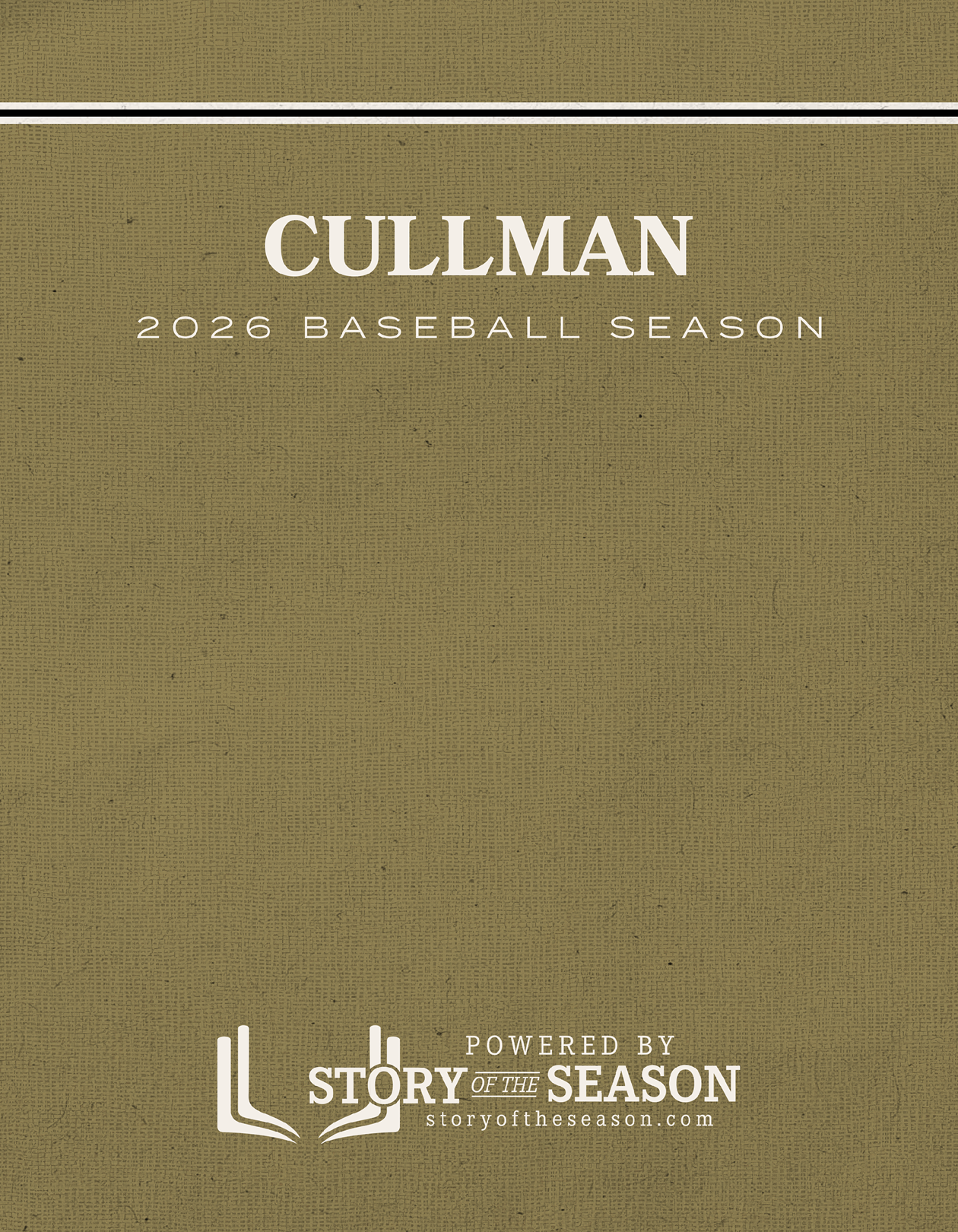 A tan colored book cover with the title Cullman 2020 Baseball Season. Description generated by AI
