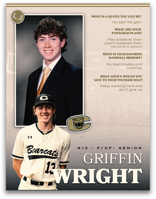 A baseball player named Griffin. Description generated by AI