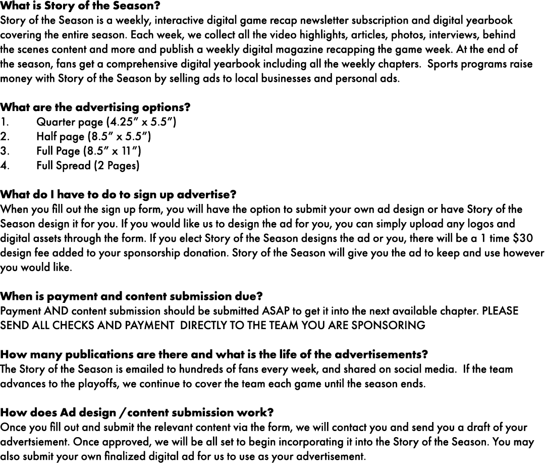 What is Story of the Season? Story of the Season is a weekly, interactive digital game recap newsletter subscription ...
