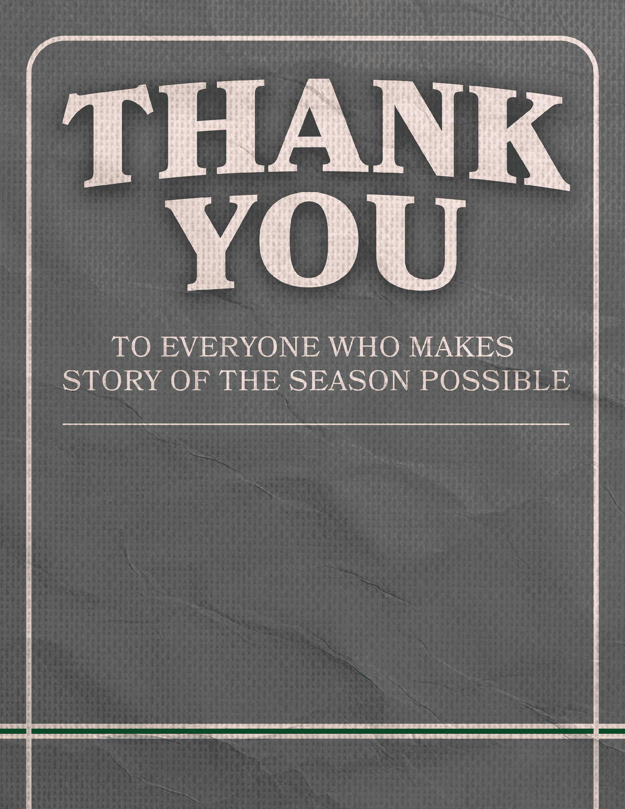 A thank you card with a green border. Description generated by AI