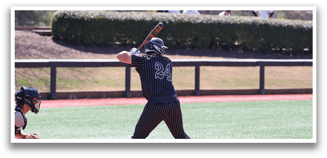 A baseball player is swinging a bat. Description generated by AI