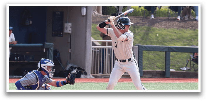 A baseball player is swinging a bat at a ball. Description generated by AI