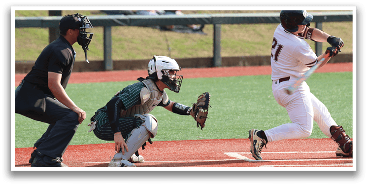 A baseball player is swinging a bat. Description generated by AI