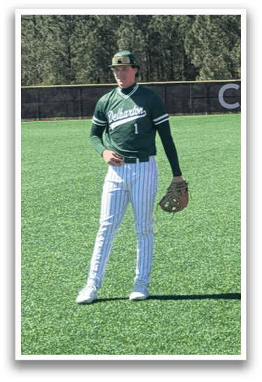 A baseball player is standing on a field with a baseball glove. Description generated by AI
