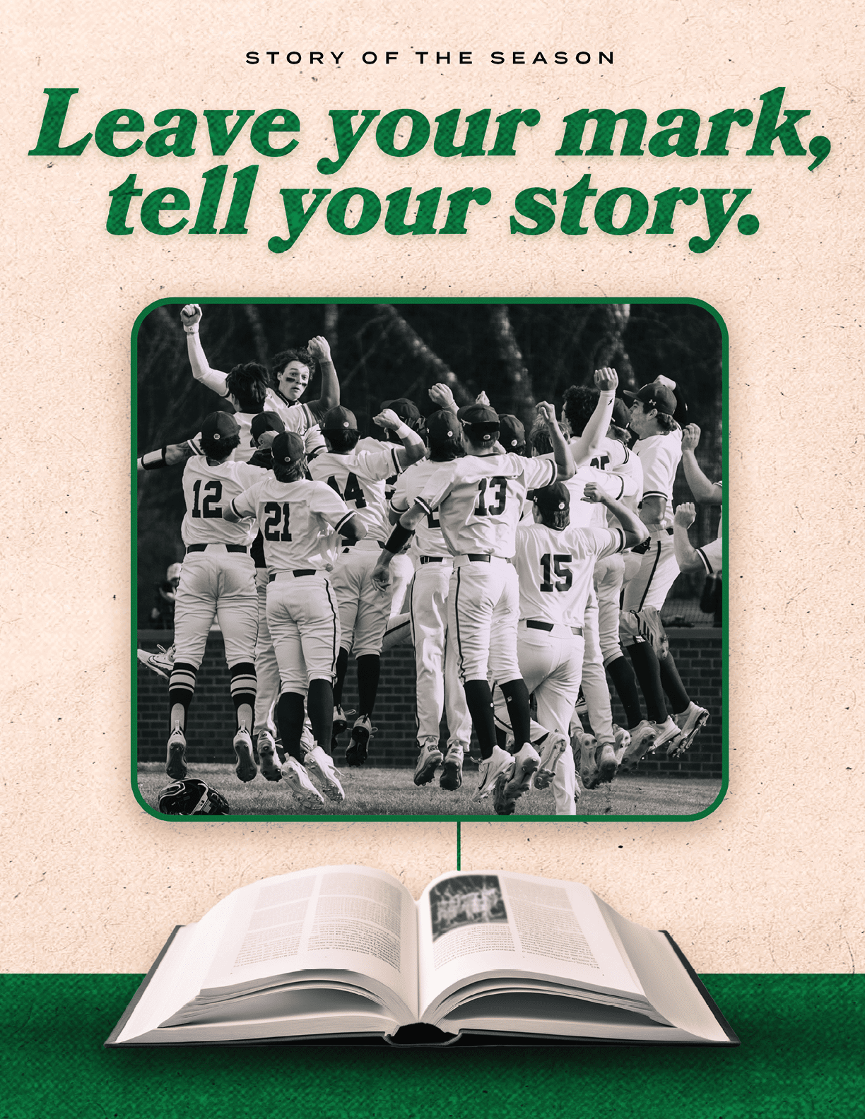 A book with a picture of a baseball team on the cover. Description generated by AI
