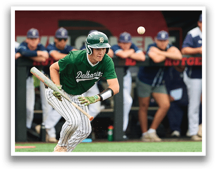 A baseball player is sliding into home plate. Description generated by AI
