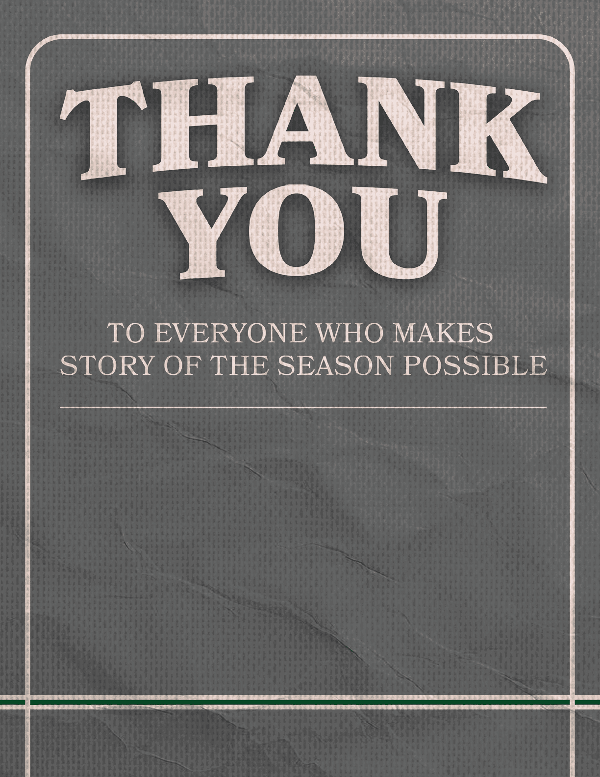 A thank you card with a green border. Description generated by AI