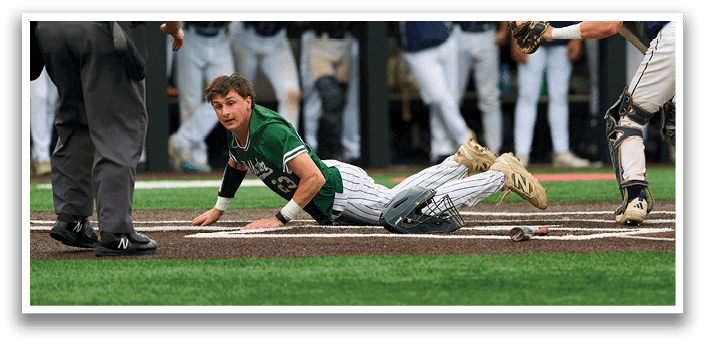 A baseball player is swinging a bat. Description generated by AI