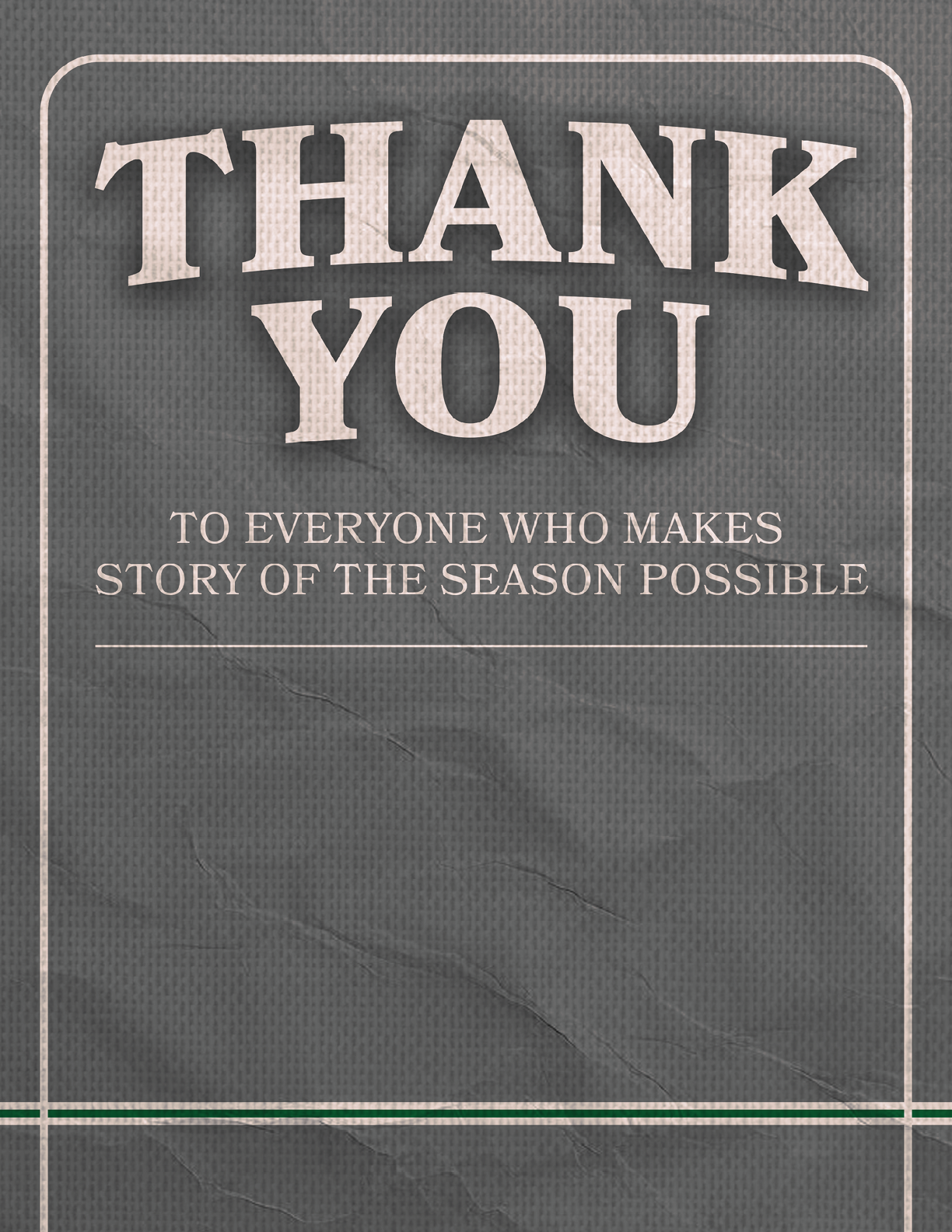 A thank you card with a green border. Description generated by AI