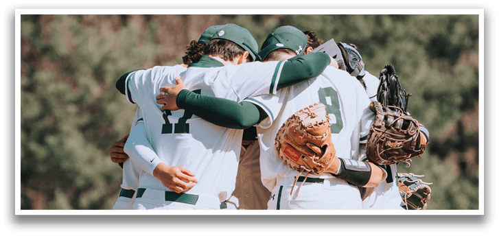 A group of baseball players hugging each other. Description generated by AI