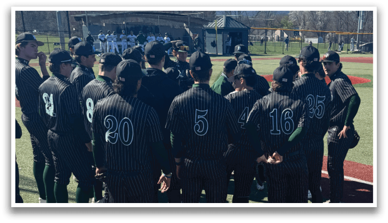 A group of baseball players hugging each other. Description generated by AI