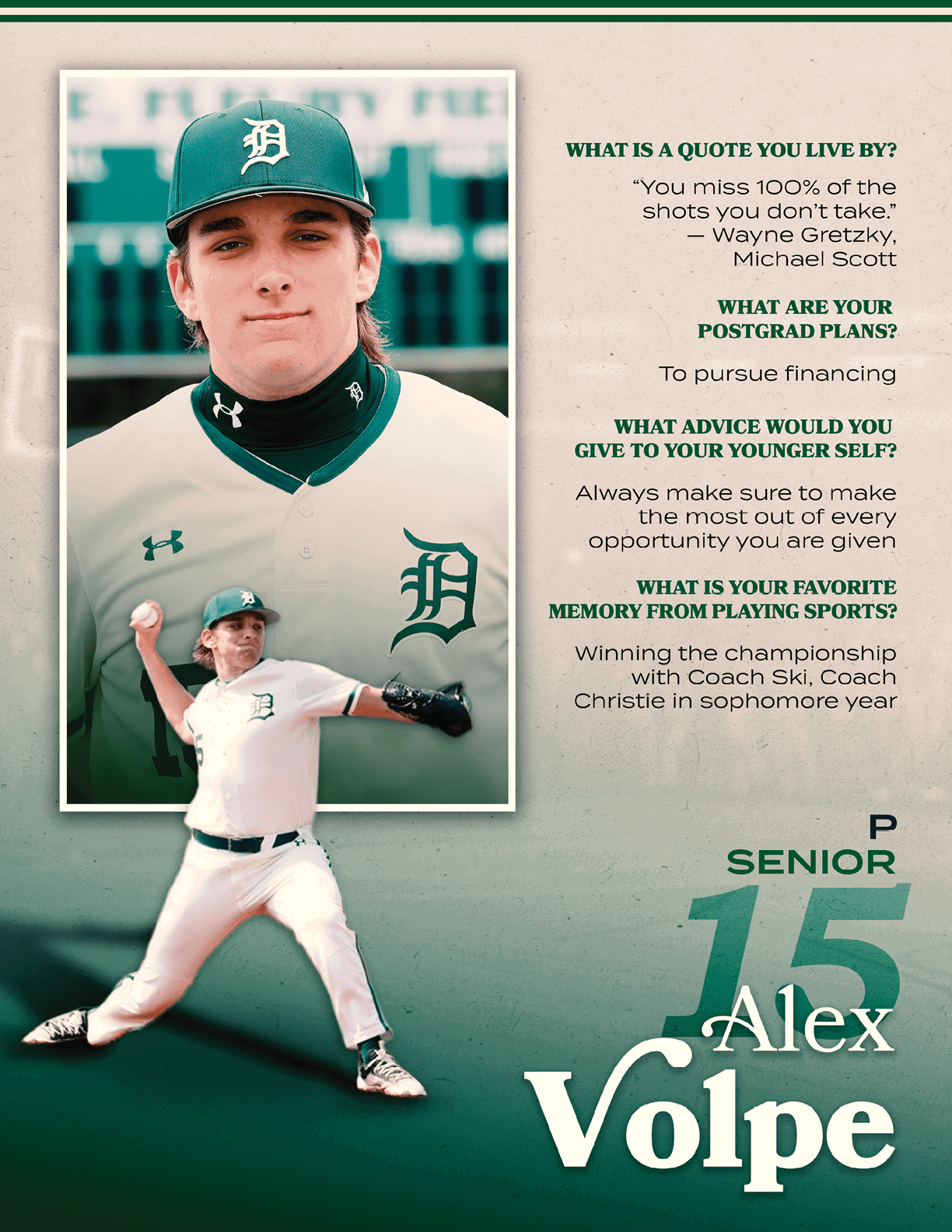 A baseball player named Alex Volpe. Description generated by AI