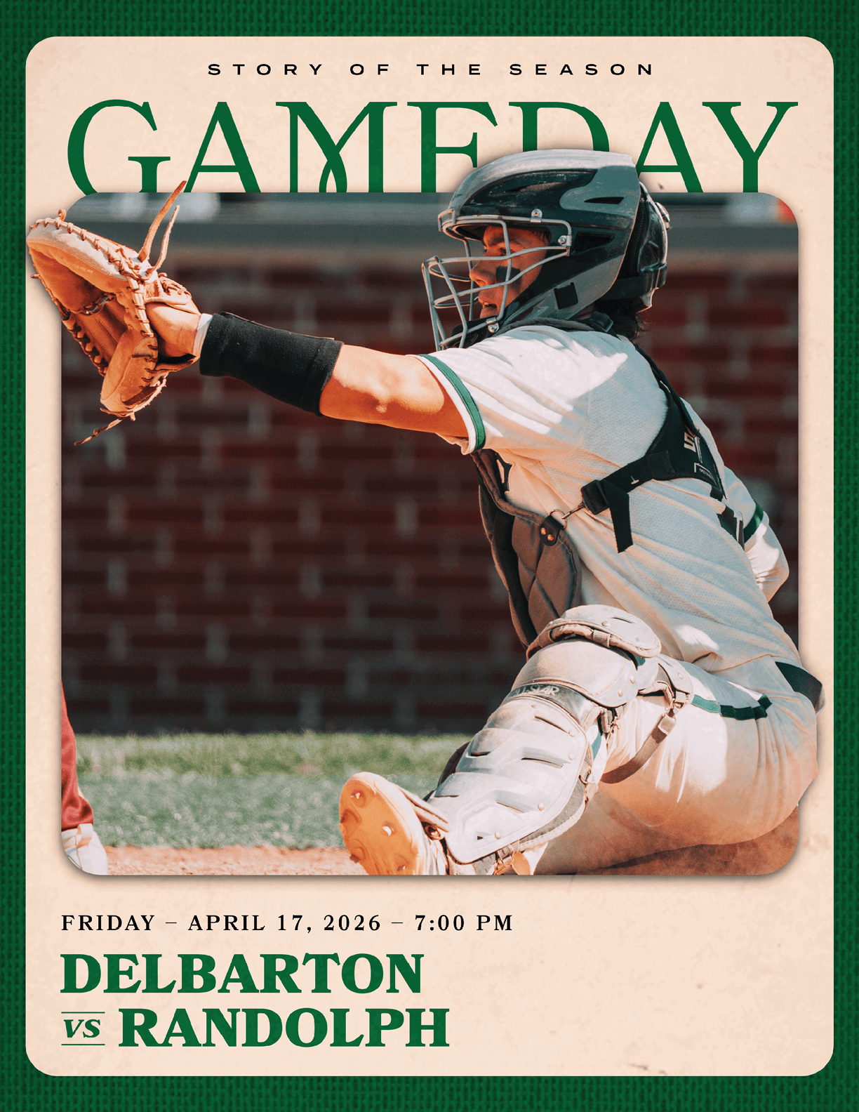 A baseball player catching a ball. Description generated by AI