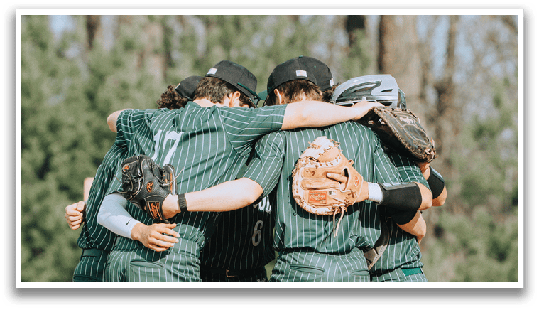 A group of baseball players hugging each other. Description generated by AI