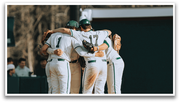 A group of baseball players hugging each other. Description generated by AI