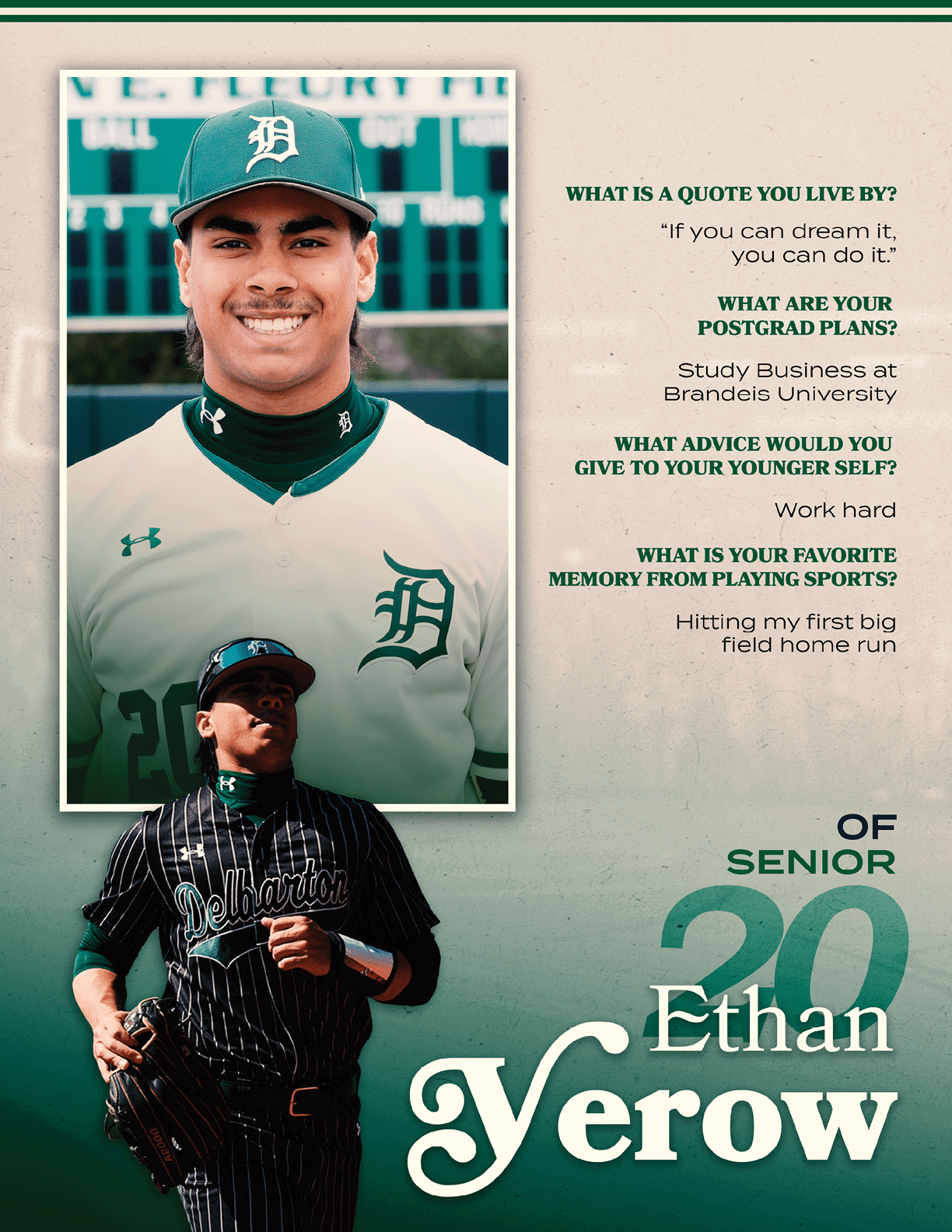 A baseball player named Ethan Verrow. Description generated by AI