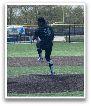 A baseball player is pitching the ball. Description generated by AI