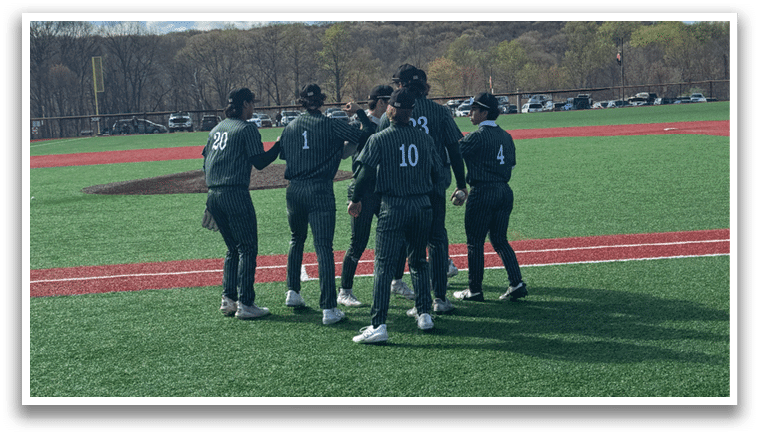 A group of people standing on a baseball field. Description generated by AI