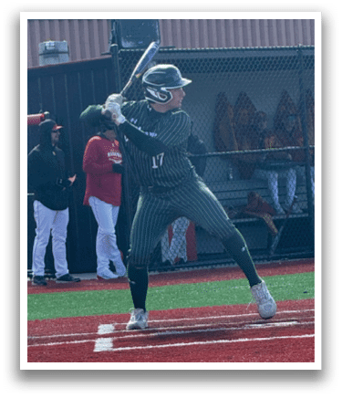 A baseball player is swinging a bat at a ball. Description generated by AI