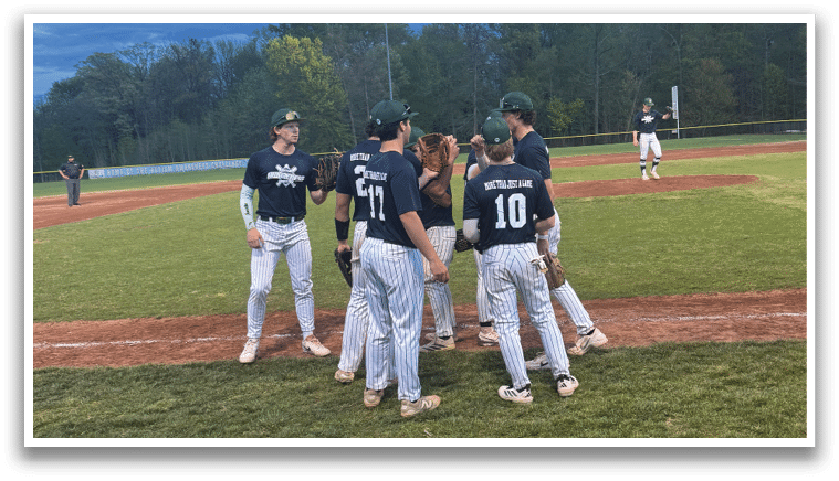 A group of baseball players on a field. Description generated by AI