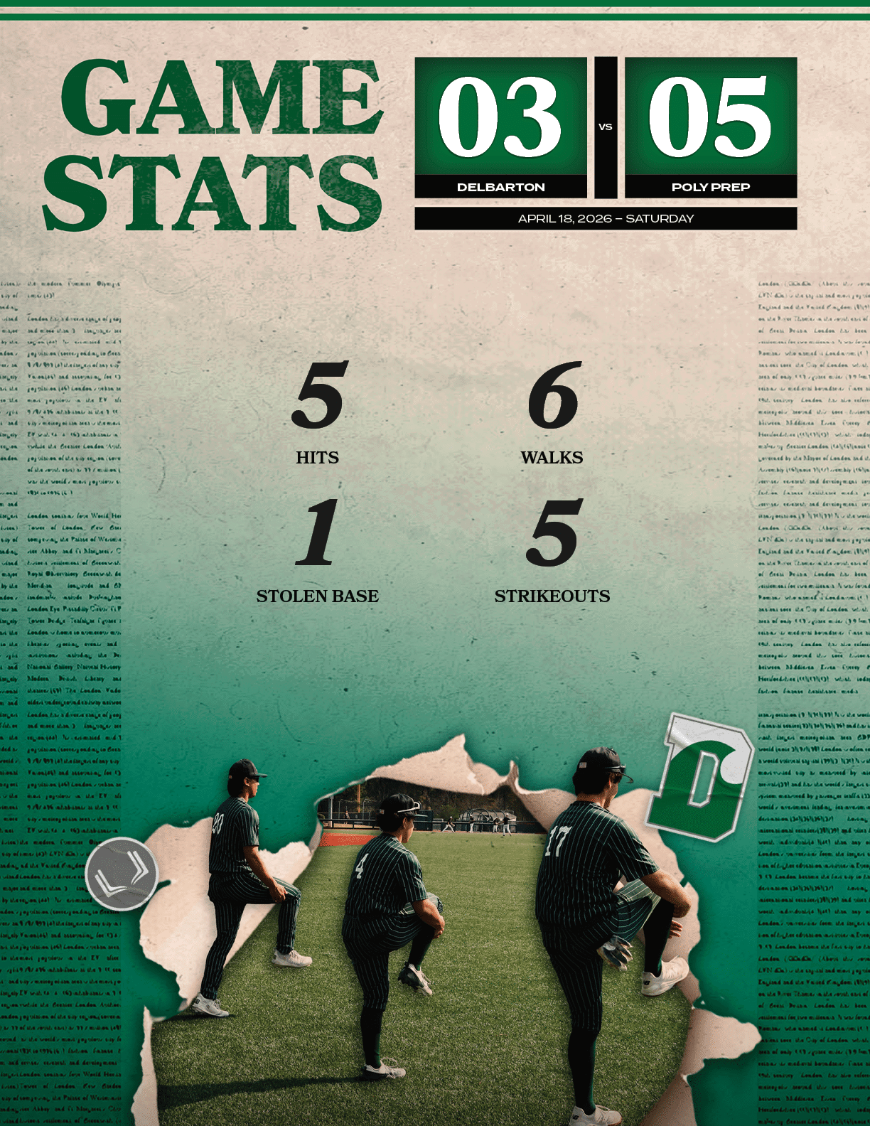 5,STRIKEOUTS,1,STOLEN BASE,6,WALKS,5,HIT