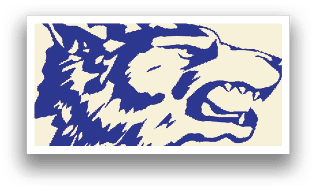 A blue and white wolf head. Description generated by AI