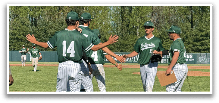 Baseball players on a field. Description generated by AI