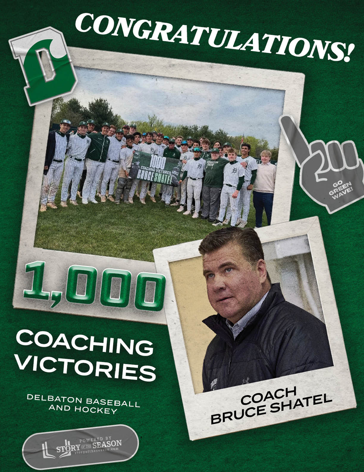 A man is congratulating a baseball team. Description generated by AI